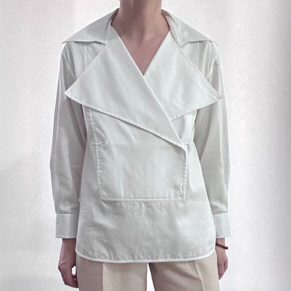 Céline Phoebe Philo White Cotton Double Breasted Shirt - Picture 1 of 8